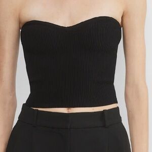 Aritzia Babaton Black Strapless Crop Top Sculpt Knit Sweetheart Tube Top